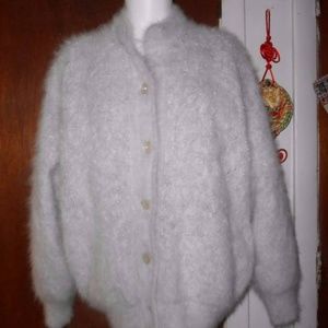 Light Grey Angora Blend Cardigan Sweater 1X 2X